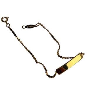 Napier Gold Tone Blank Plate ID Bracelet Dainty Chain 7” Personal Name Engrave